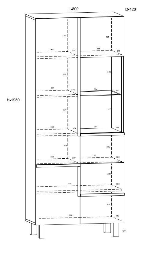 Vitriin Meblocross Lars 13 3D, valge/hele tamm цена и информация | Vitriinkapid | kaup24.ee