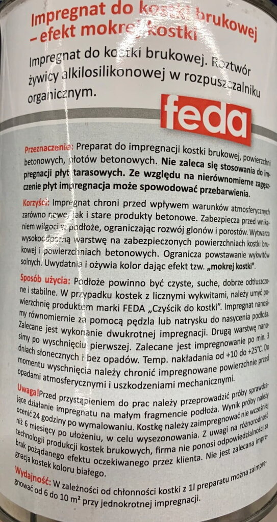 Feda hüdroisolatsioon sillutuskividele 1l цена и информация | Impregneerid, kaitsekihid | kaup24.ee