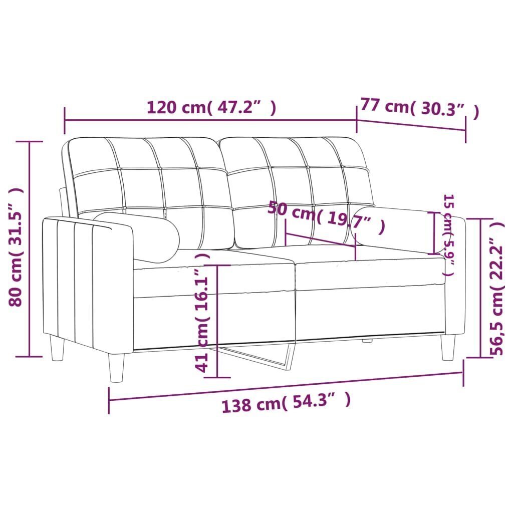 2-kohaline diivan patjadega, tumehall, 120 cm, kangas hind ja info | Diivanid ja diivanvoodid | kaup24.ee