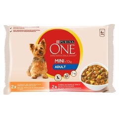 Purina One täiskasvanud väikestest tõugudest koertele veise- ja kanalihaga, 4x100 g hind ja info | Konservid koertele | kaup24.ee