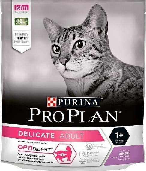 Purina Pro Plan Delicate kalkuniga, 2x400 g hind ja info | Kuivtoit kassidele | kaup24.ee