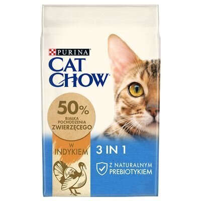 Purina Cat Chow Feline 3in1 kalkuniga, 1,5 kg hind ja info | Kuivtoit kassidele | kaup24.ee