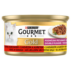 Мокрый корм для кошек Gourmet Gold смесь говядины и курицы 85 г x 12 шт. цена и информация | Кошачьи консервы | kaup24.ee