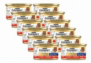 Мокрый корм для кошек Gourmet Gold мусс с говядиной 85 г x 12 PURINA цена и информация | Кошачьи консервы | kaup24.ee