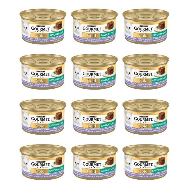 Purina Gourmet Gold pasteet lambaliha ja roheliste ubadega, 12x85 g цена и информация | Konservid kassidele | kaup24.ee