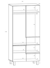 Riidekapp Meblocross Lars 10 4D, valge/helepruun цена и информация | Шкафы | kaup24.ee