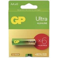 Patareid GP Ultra alkaline LR6 / AA 1.5V, 6tk hind ja info | Patareid | kaup24.ee