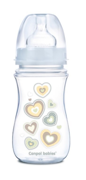 Laia kaelaga pudel Canpol Babies Easy Start Newborn Anti-colic 240 ml, 35/217, beige hearts hind ja info | Lutipudelid ja aksessuaarid | kaup24.ee