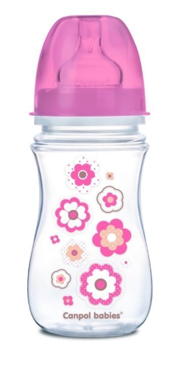 Laia kaelaga pudel Canpol Babies Easy Start Newborn Anti-colic 240 ml, 35/217, pink flowers цена и информация | Lutipudelid ja aksessuaarid | kaup24.ee