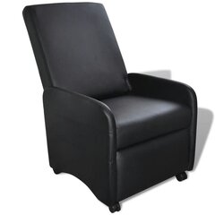 Складное кресло для отдыха, искусственная кожа, черное цена и информация | Кресла в гостиную | kaup24.ee