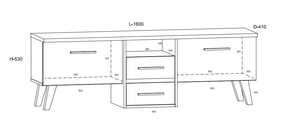 TV laud Meblocross Nordis 2D2S, tamm/valge цена и информация | TV alused | kaup24.ee