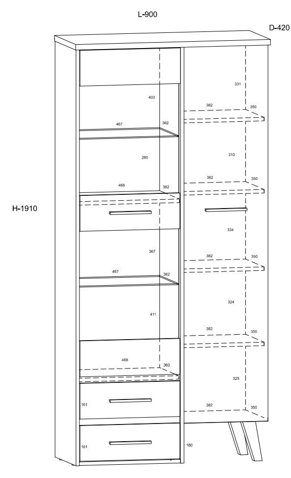 Vitriinkapp Meblocross Nordis 1D2S, tamm/valge hind ja info | Vitriinkapid | kaup24.ee