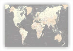 Пробковая картина - Карта мира. Детальная. Серая. [Карта мира из пробкового дерева], 70x50 см.