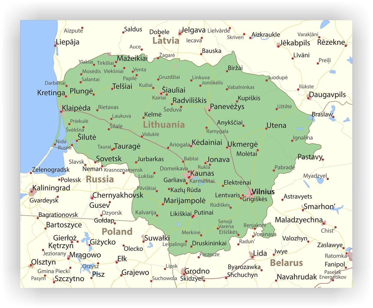 Korgist pilt - Leedu kaart [Korgist kaart], 70x50 cm. цена и информация | Seinapildid | kaup24.ee