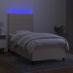 kontinentaalvoodi madrats ja LED, kreemjas, 80x200 cm, kangas цена и информация | Кровати | kaup24.ee