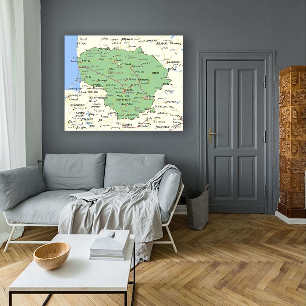 Korgist pilt - Leedu kaart [Korgist kaart], 100x70 cm. цена и информация | Seinapildid | kaup24.ee