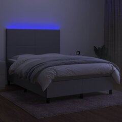 kontinentaalvoodi madrats ja LED, helehall, 140x190 cm, kangas цена и информация | Кровати | kaup24.ee