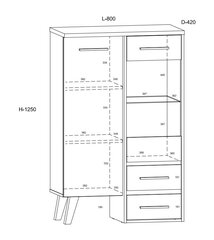 Vitriinkapp Meblocross Nordis 1D2SW, tamm/valge hind ja info | Vitriinkapid | kaup24.ee