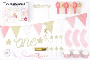 Декорации 1-го дня рождения 1st Birthday Gold, 6 комплектов цена и информация | Праздничные декорации | kaup24.ee