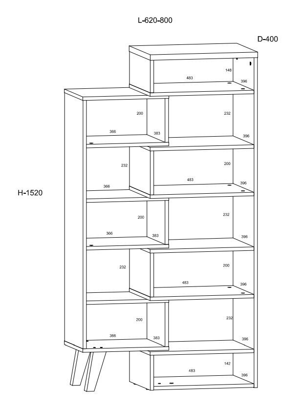 Riiul Meblocross Nordis R, tamm/valge hind ja info | Riiulid | kaup24.ee