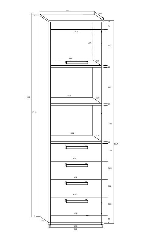 Riiul Meblocross Maximus W1D4S, tamm/valge hind ja info | Riiulid | kaup24.ee