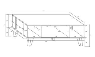 Kohvilaud Meblocross Sven, tume tamm/valge värv цена и информация | Журнальные столики | kaup24.ee
