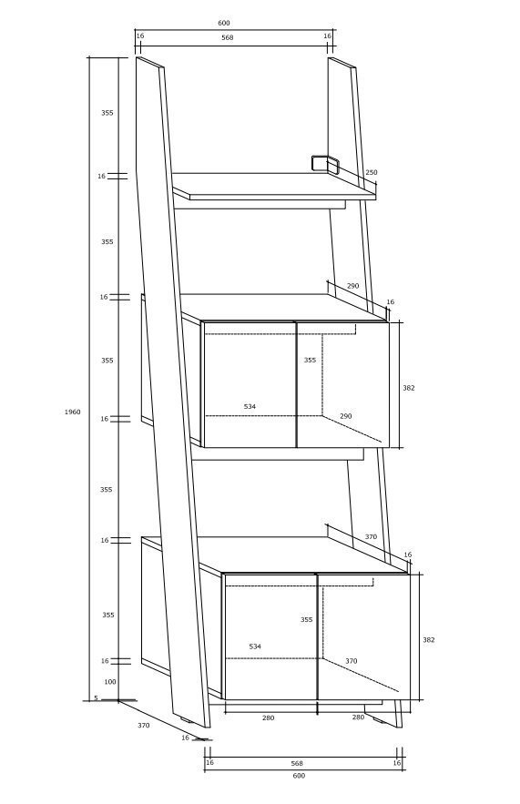 Riiul Meblocross Rack 60 2D, tume tamm/valge värv hind ja info | Riiulid | kaup24.ee