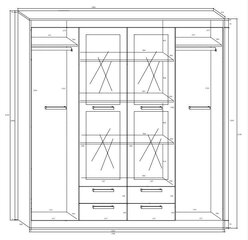 Riidekapp Meblocross Maximus 4D4S, tume tamm/valge hind ja info | Kapid | kaup24.ee