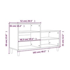 kingakapp, suitsutatud tamm, 102 x 36 x 60 cm, tehispuit цена и информация | Полки для обуви, банкетки | kaup24.ee