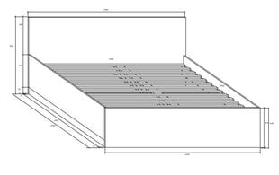 Voodi Meblocross Maximus 160, 160x200 cm, tume tamm/valge цена и информация | Кровати | kaup24.ee