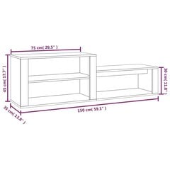 kingakapp, suitsutatud tamm, 150 x 35 x 45 cm, tehispuit цена и информация | Полки для обуви, банкетки | kaup24.ee