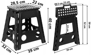 AMIGO BLACK libisemisvastane kokkupandav taburet, suurus L цена и информация | Садовые стулья, кресла, пуфы | kaup24.ee