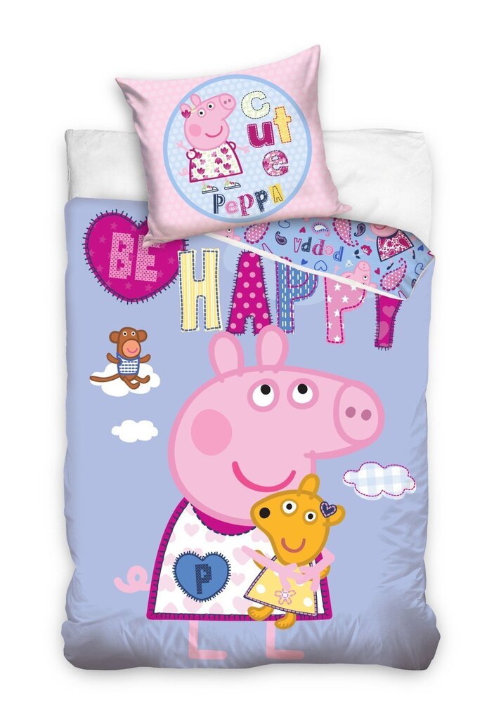 Laste voodipesukomplekt Põrsas Peppa (Peppa Pig), 2-osaline цена и информация | Beebide ja laste voodipesu | kaup24.ee