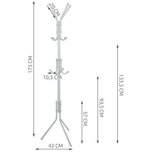 Riidenagi, 175 cm, valge цена и информация | Riidestanged ja nagid | kaup24.ee