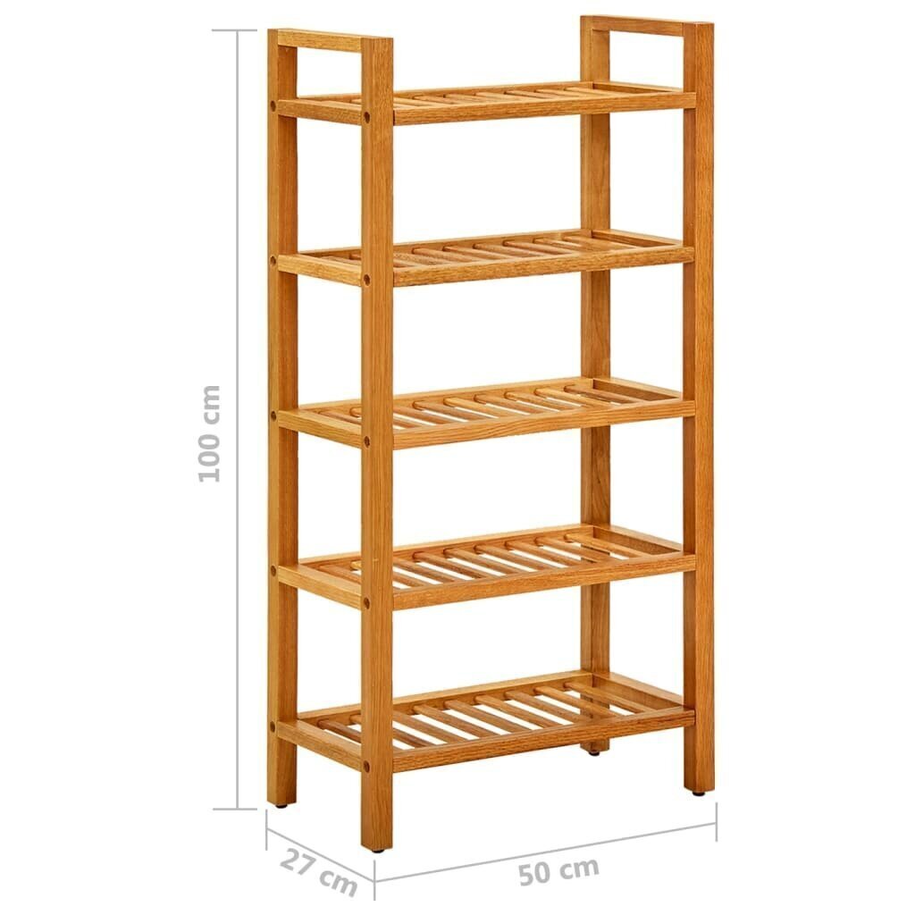 kingariiul 5 riiuliga, 50 x 27 x 100 cm, tammepuit цена и информация | Jalatsikapid, jalatsiriiulid | kaup24.ee