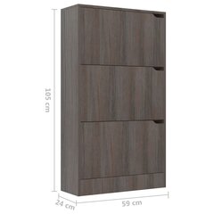 kingakapp, kolme uksega, 59 x 24 x 105 cm, hall Sonoma tamm hind ja info | Jalatsikapid, jalatsiriiulid | kaup24.ee