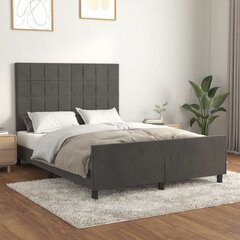 voodiraam peatsiga, tumehall, 140x190 cm, samet hind ja info | Voodid | kaup24.ee