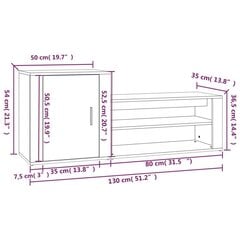 jalatsikapp, must, 130 x 35 x 54 cm, tehispuit hind ja info | Jalatsikapid, jalatsiriiulid | kaup24.ee