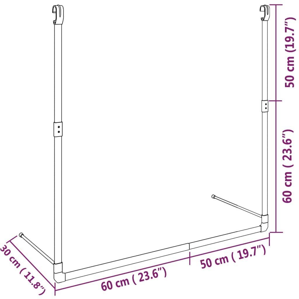 teleskoopsüsteemiga riidekapi riputustoru, hõbedane hind ja info | Riidestanged ja nagid | kaup24.ee
