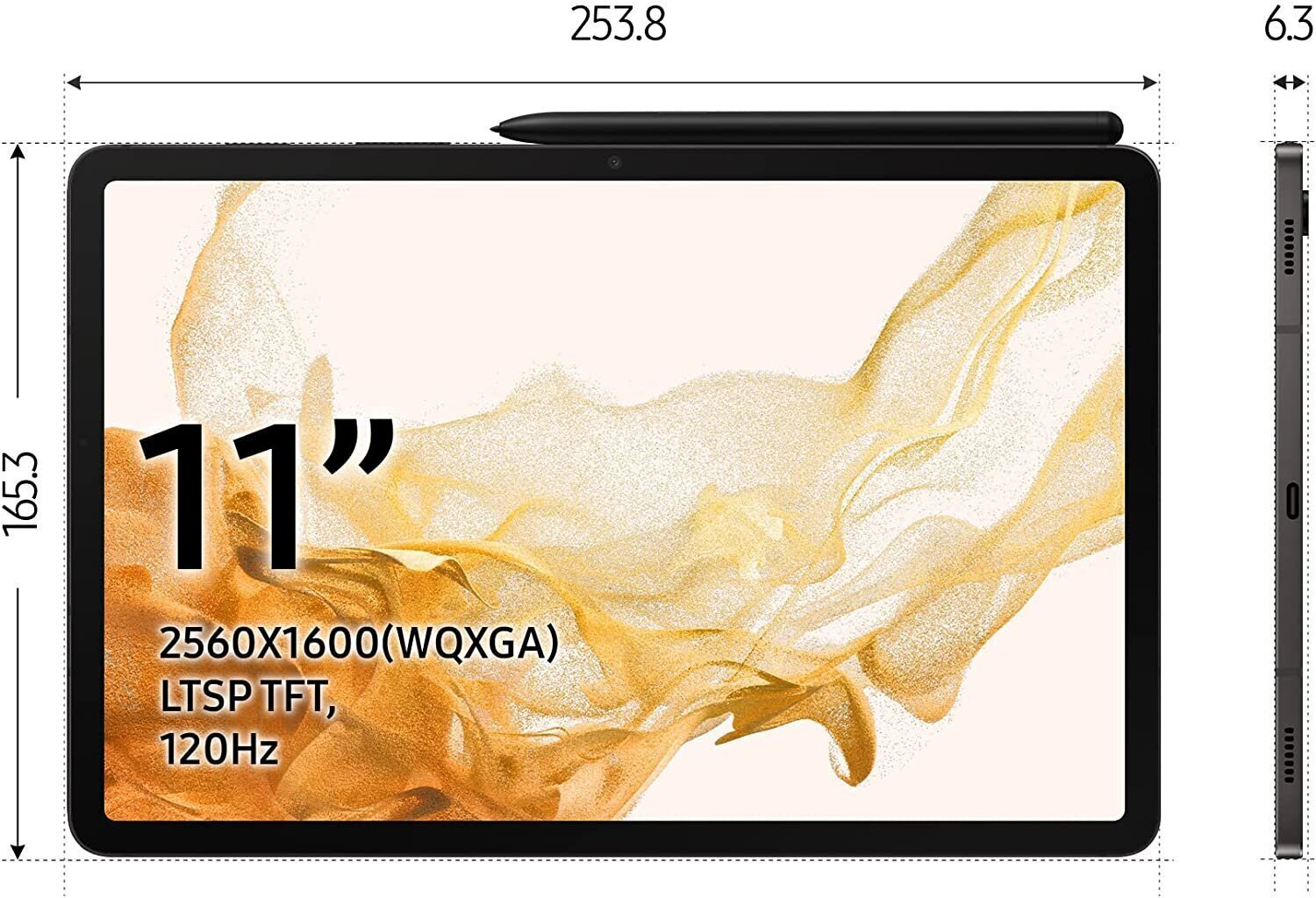 Samsung Galaxy Tab S8 Wi-Fi 8/256GB Graphite Grey SM-X700NZABEUB цена и информация | Tahvelarvutid | kaup24.ee