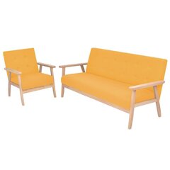 Комплект диванов, из 2 частей, желтый цена и информация | Диваны | kaup24.ee