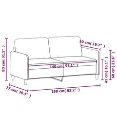 2-kohaline diivan, tumehall, 140 cm, samet цена и информация | Диваны | kaup24.ee