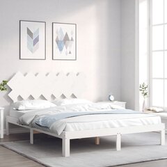 voodiraam peatsiga, valge, 140 x 200 cm, täispuit hind ja info | Voodid | kaup24.ee