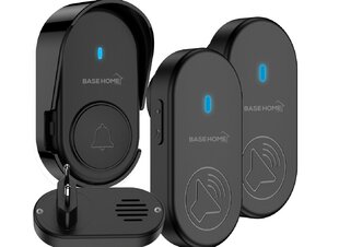 Беспроводной дверной звонок Basehome F501 1T+2R, черный цена и информация | Дверные звонки, глазки | kaup24.ee