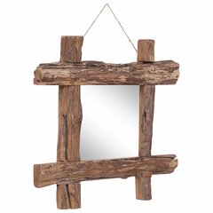 puust peegel, naturaalne, 50 x 50 cm, tugev taastatud puit hind ja info | Peeglid | kaup24.ee