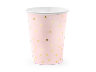 Бумажные стаканчики Polka Dots 260 мл (1 упак / 6 шт.) Светло розовые цена и информация | Праздничная одноразовая посуда | kaup24.ee