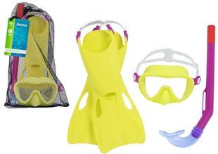 Sukeldumiskomplekt Kollane mask, uimed, snorkel Bestway 25039 hind ja info | Mänguasjad (vesi, rand ja liiv) | kaup24.ee