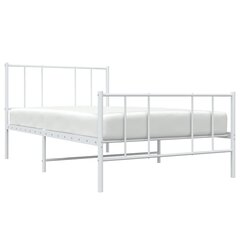 metallist voodiraam peatsi ja jalutsiga, valge, 90 x 190 cm hind ja info | Voodid | kaup24.ee
