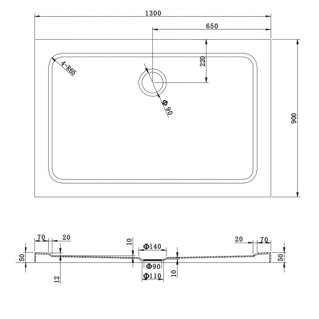 Ristkülikukujuline dušialus Mexen Slim sifooniga, 130x70,130x80,130x90,130x100 cm цена и информация | Dušialused | kaup24.ee