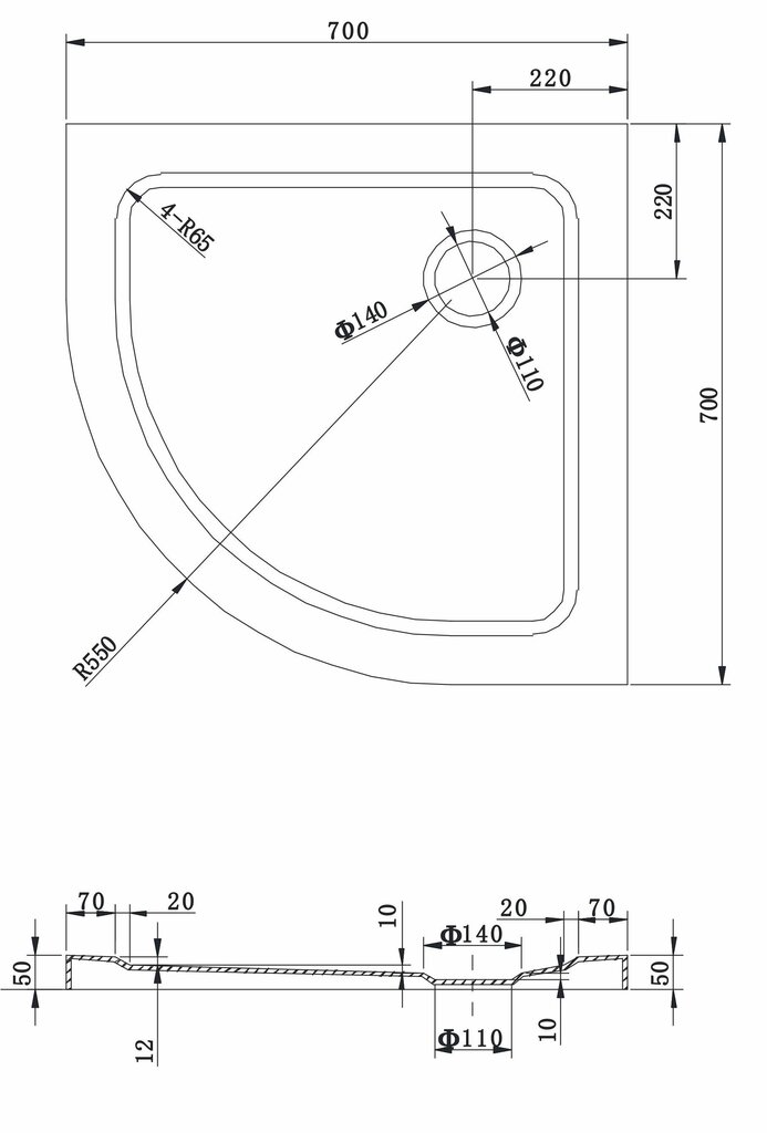 Poolringikujuline dušialus Mexen Slim sifooniga, 70x70,80x80,90x90 cm цена и информация | Dušialused | kaup24.ee